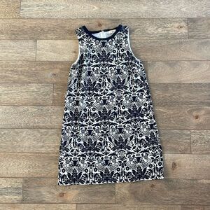 Loft Sleeveless Shift Dress White Navy XS